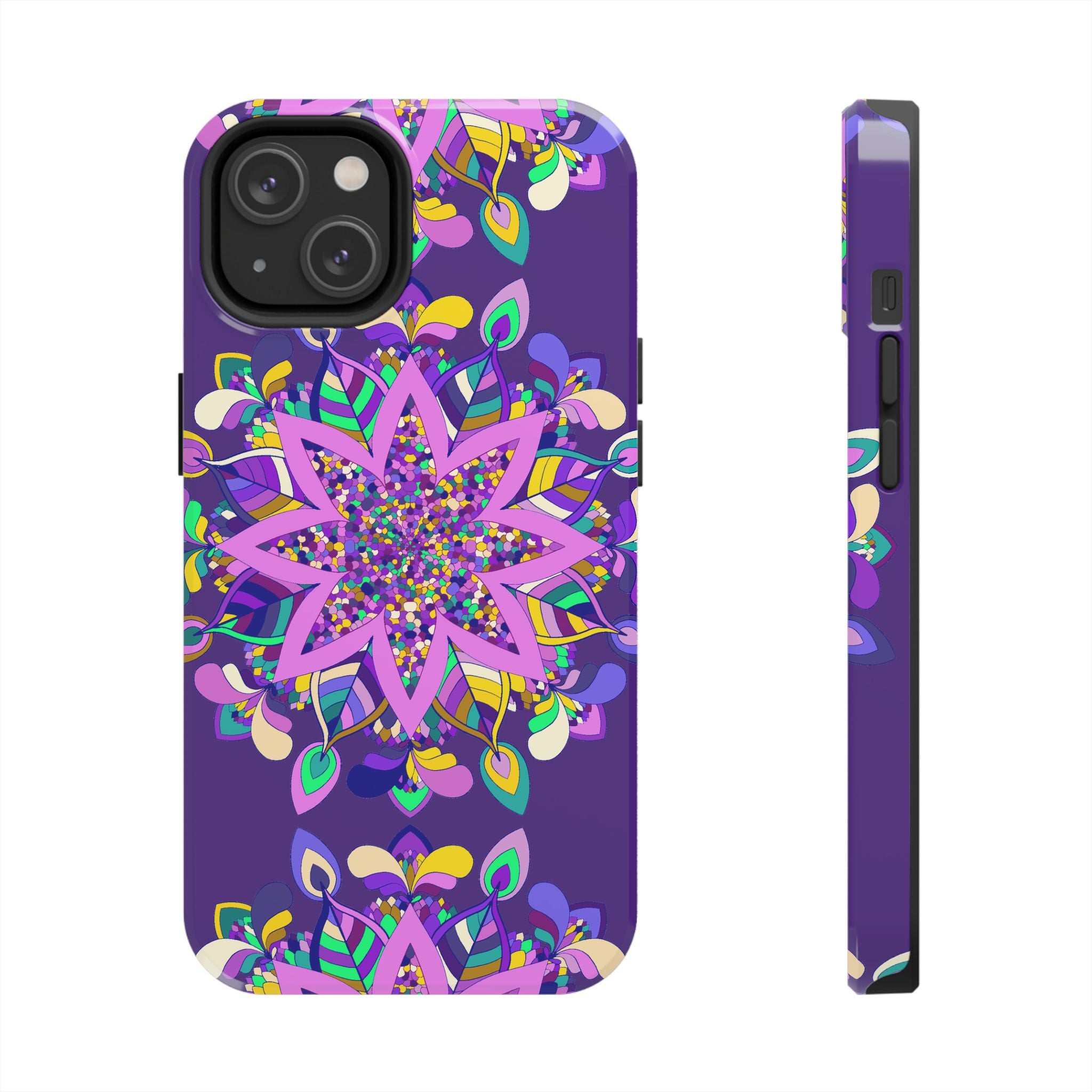 Hand drawn purple mandala art phone case for iPhone X/XS