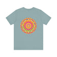 Colorful mandala t-shirt featuring a vibrant design symbolizing peace and harmony
