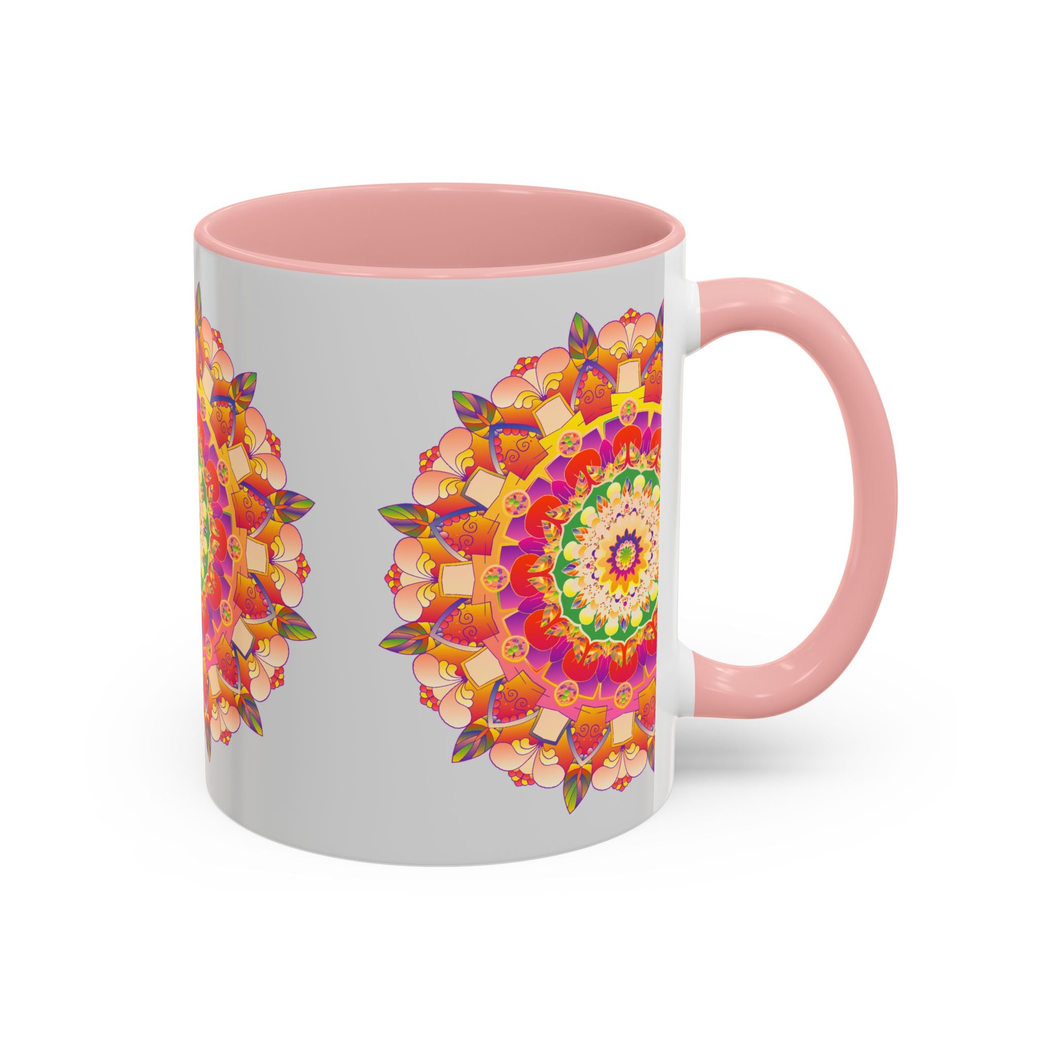 Peaceful and vibrant mandala art on ceramic coffee cup