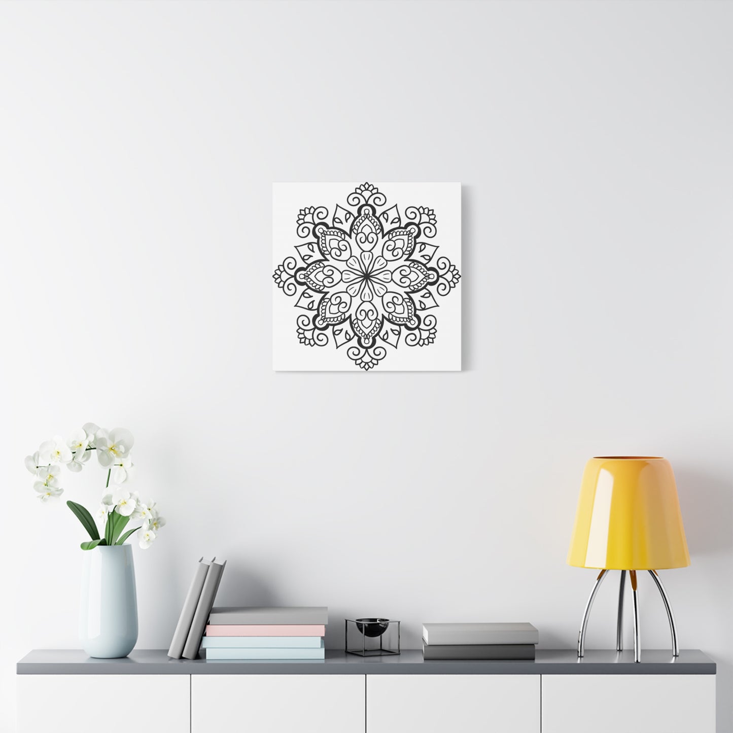 Stunning Handmade Black & White Mandala Art on matte canvas