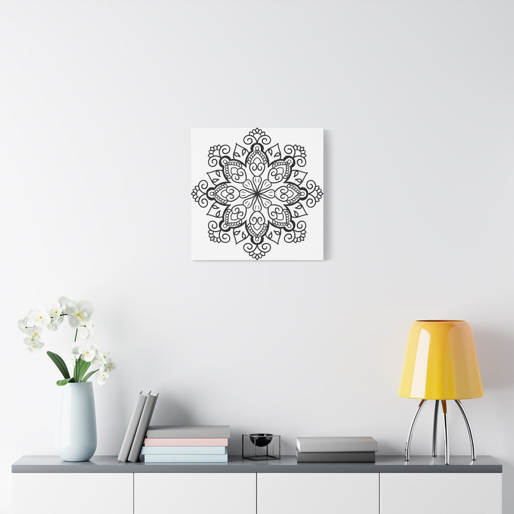 Stunning Handmade Black & White Mandala Art on matte canvas