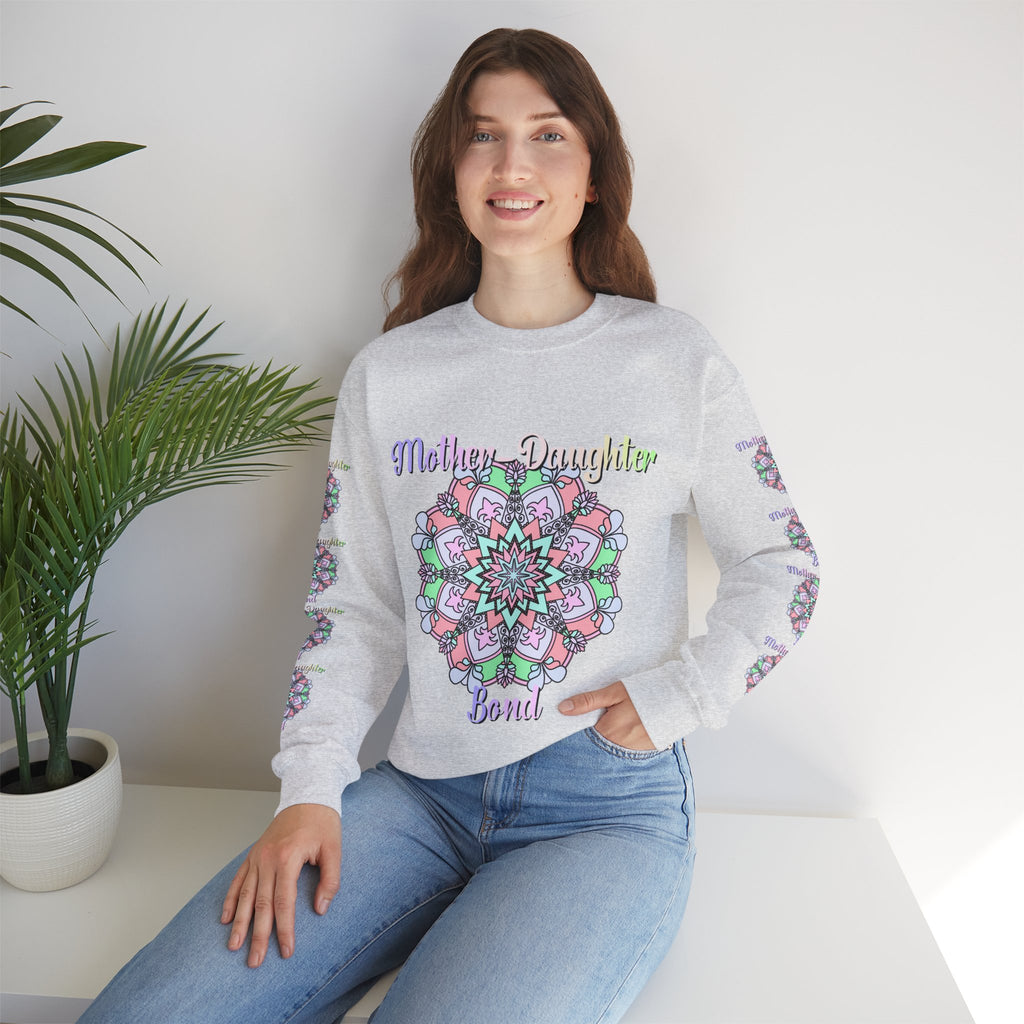 Felpa Girocollo Legame Madre-Figlia — Regalo di Famiglia Mandala Floreale