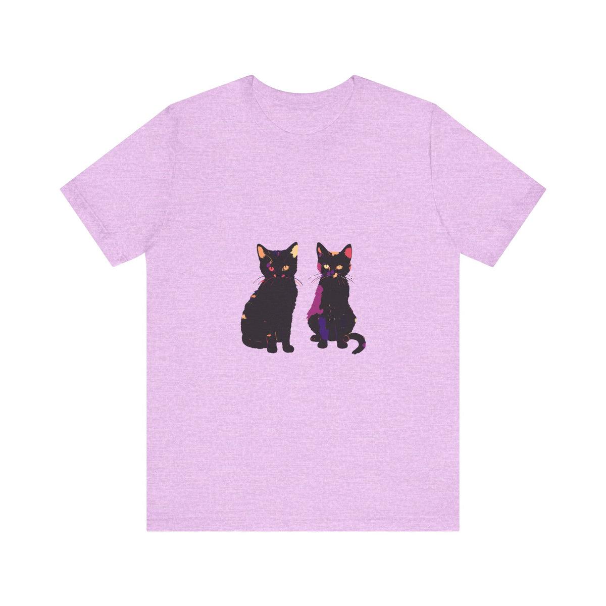 A stylish and vibrant black cat mystery t-shirt with elegant design