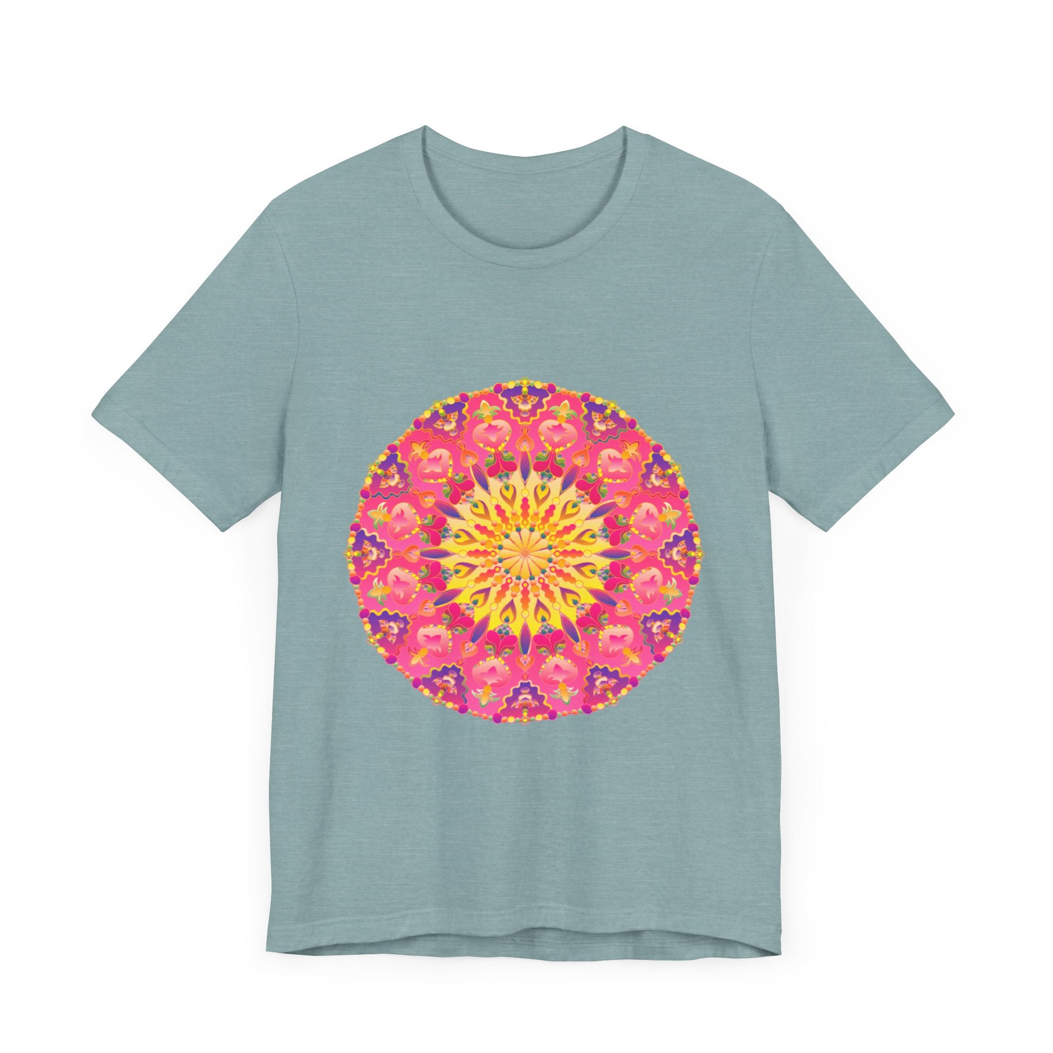 Vibrant Mandala T-Shirt showcasing a colorful and symmetrical design, perfect for adding a pop of artistic flair to your wardrobe