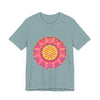 Vibrant Mandala T-Shirt showcasing a colorful and symmetrical design, perfect for adding a pop of artistic flair to your wardrobe