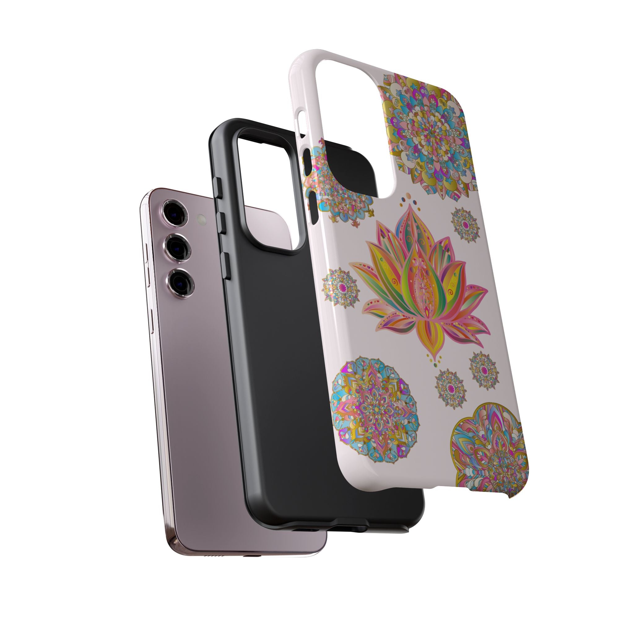 Light pink lotus flower mandala design phone case for stylish protection