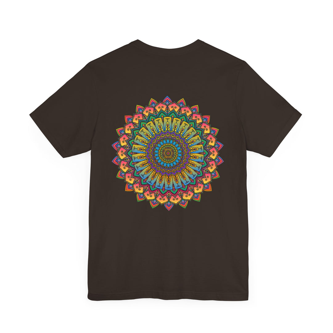 A vibrant mandala tee featuring intricate designs symbolizing spiritual peace and harmony