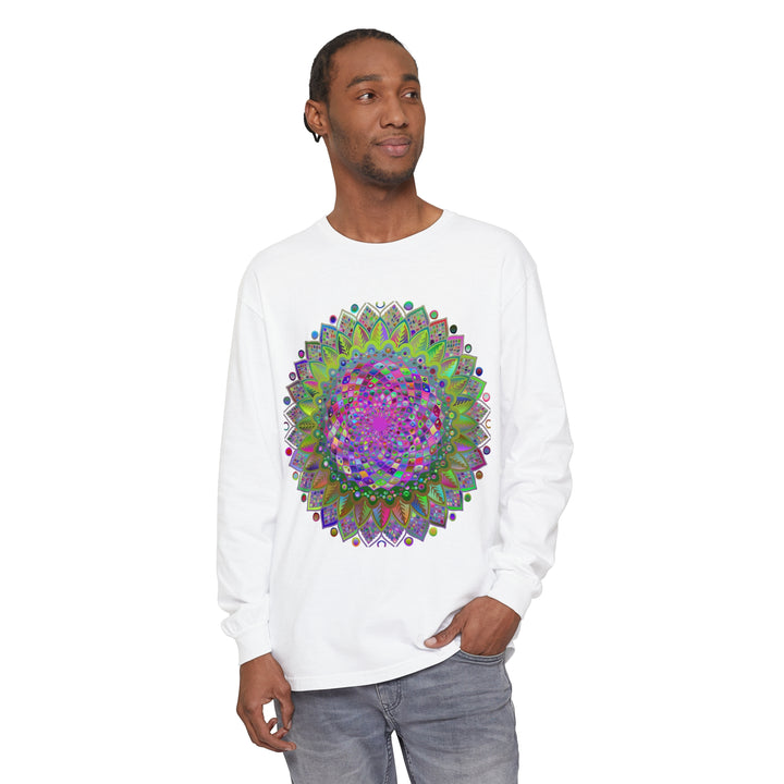 Colorful and intricate mandala design long sleeve t-shirt for men and women