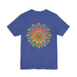 Colorful and intricate psychedelic mandala design on a t-shirt promoting spiritual peace and tranquility