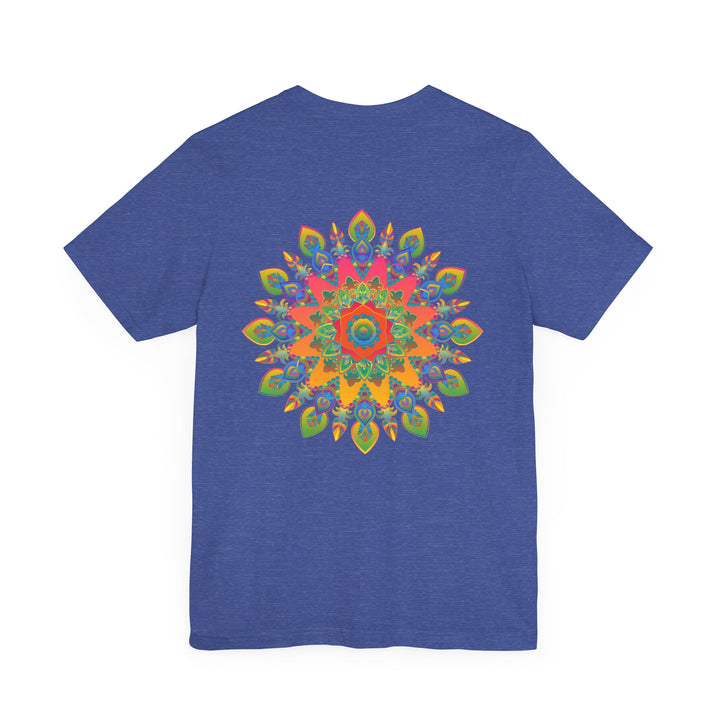 Colorful and intricate psychedelic mandala design on a t-shirt promoting spiritual peace and tranquility