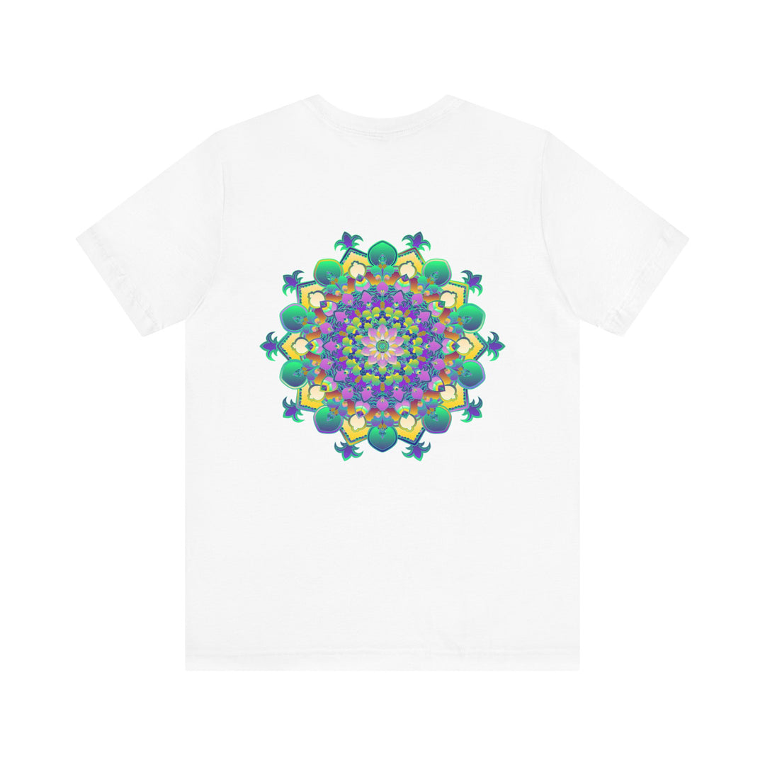 A colorful mandala tee featuring intricate patterns representing spiritual peace and harmony, perfect for expressing your vibrant inner self