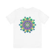 A colorful mandala tee featuring intricate patterns representing spiritual peace and harmony, perfect for expressing your vibrant inner self