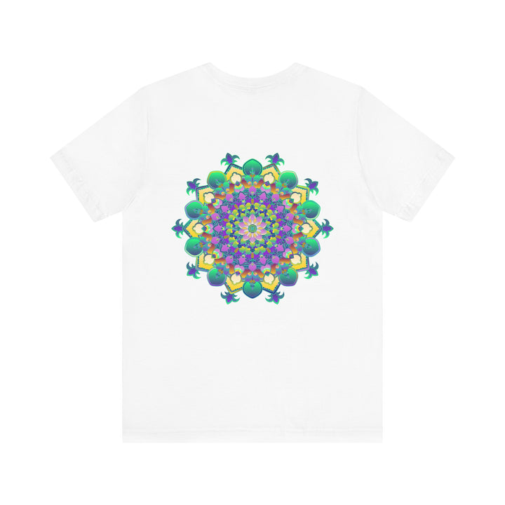 A colorful mandala tee featuring intricate patterns representing spiritual peace and harmony, perfect for expressing your vibrant inner self