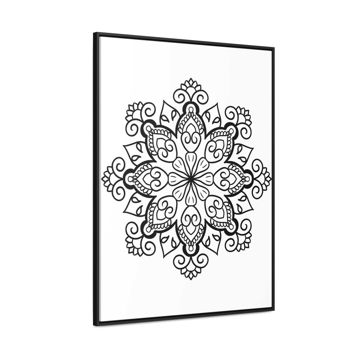 Mandala Handmade Art - Black & White Wall Art - Gallery Canvas Wraps, Vertical Frame 59