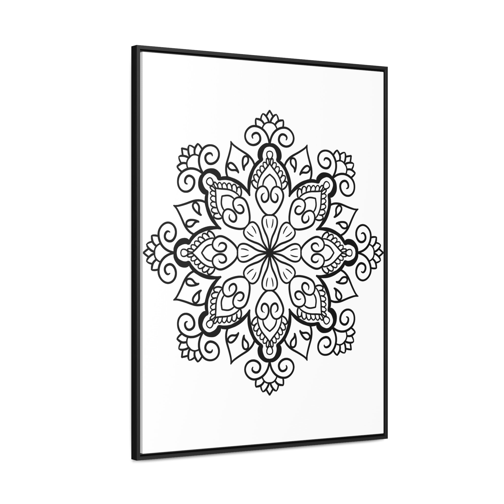 Mandala Handmade Art - Black & White Wall Art - Gallery Canvas Wraps, Vertical Frame 59