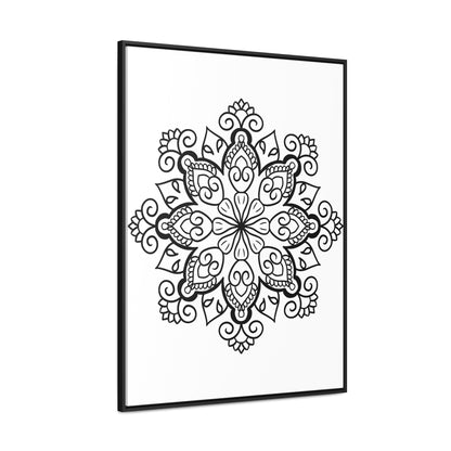 Mandala Handmade Art - Black & White Wall Art - Gallery Canvas Wraps, Vertical Frame 59