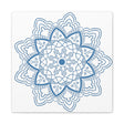 Handmade Mandala Art featuring a Steel Blue Mandala Design on Matte Canvas, Stretched to 125 inches for elegant wall decor