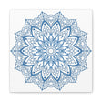 Handmade Mandala Art in Steel Blue with intricate mandala design, printed on matte canvas and stretched over a 125 inch frame, perfect for wall decor