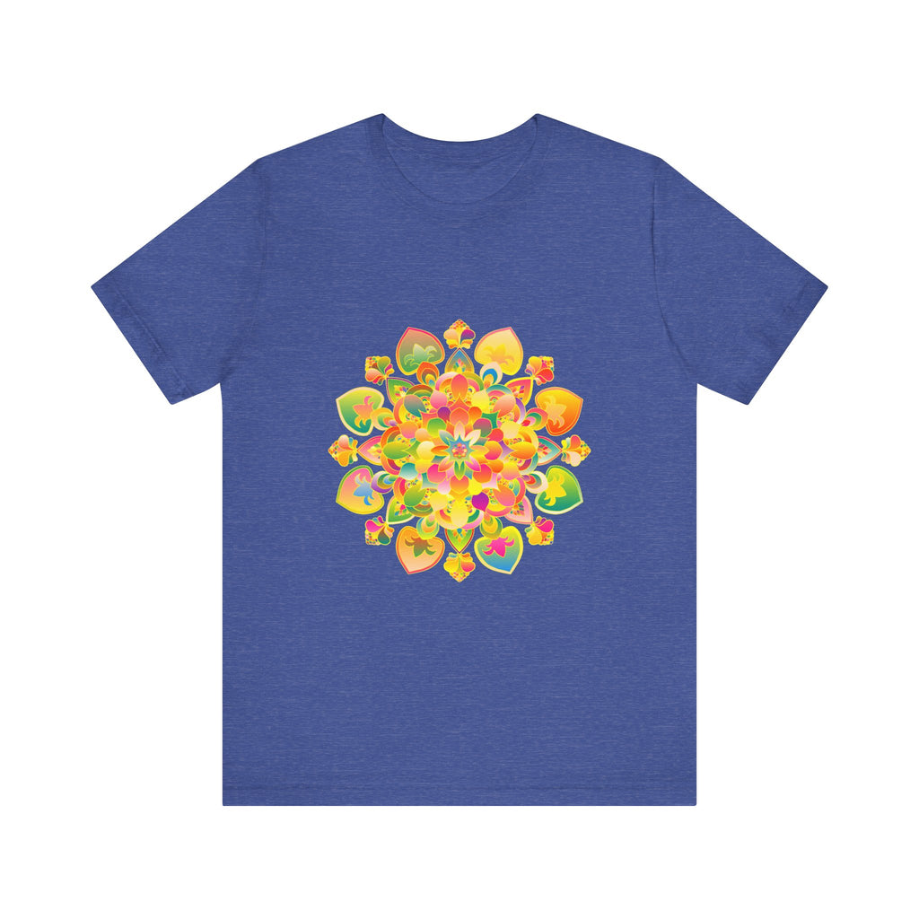 Colorful psychedelic mandala tee with vibrant patterns and trippy design