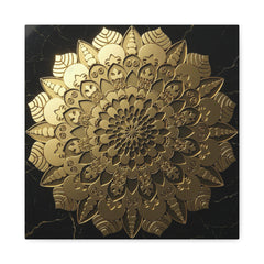 Midnight Mandala Reflection – Stretched Matte Canvas