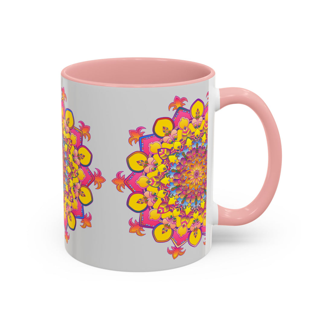 Colorful mandala art mug, perfect for meditation and relaxation, featuring vibrant and intricate designs