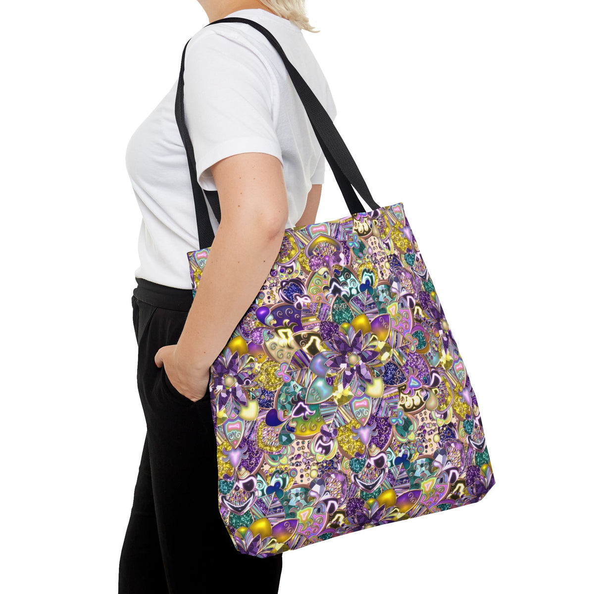 Colorful Purple Floral Pattern Tote Bag