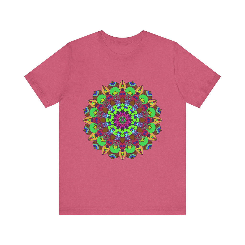 Vibrant Mandala Tee with Cosmic and Interconnected design, perfect for spiritual and free-spirited individuals, featuring intricate patterns and bold colors