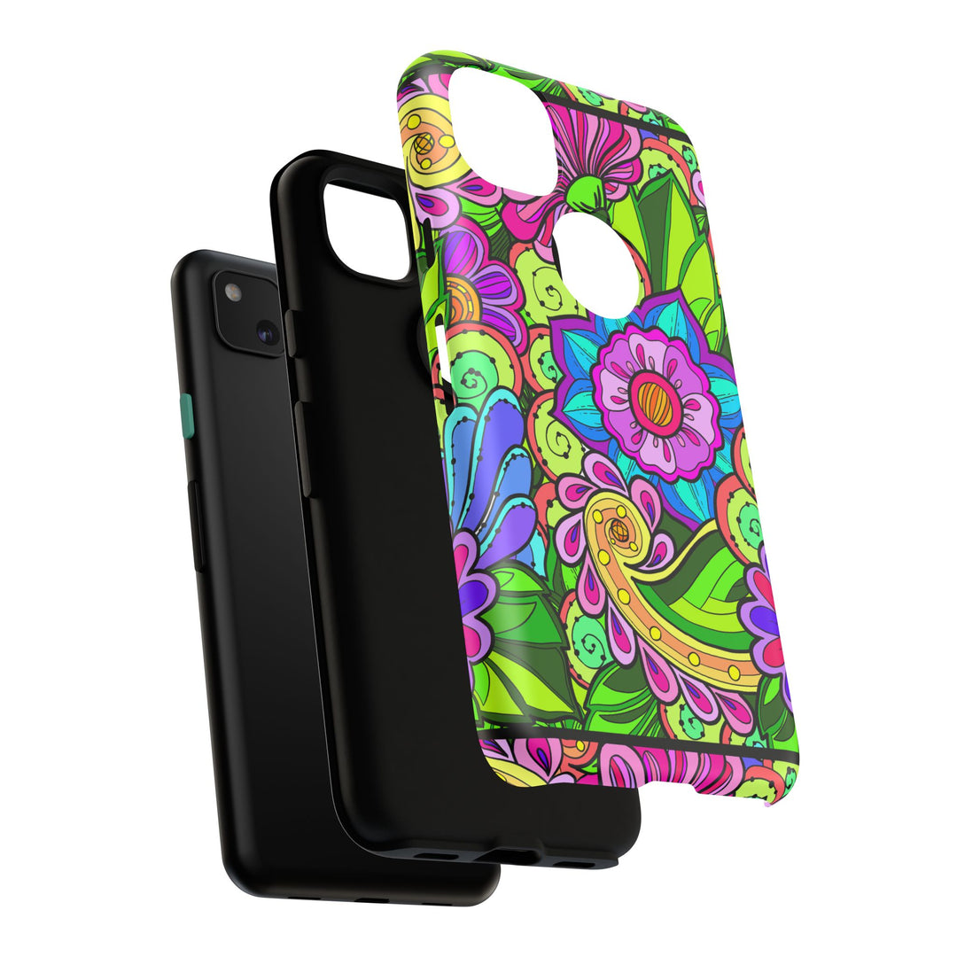 Floral Fantasy iPhone and Google Pixel Case in Bright Green Palette