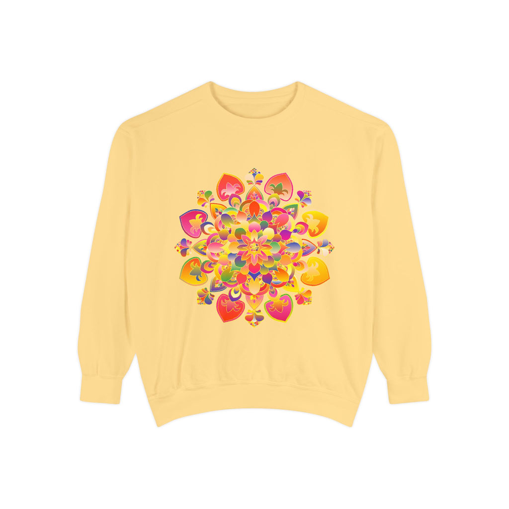 Vibrant Mandala Sweatshirt featuring a colorful and detailed design, perfect for adding a pop of color to your wardrobe