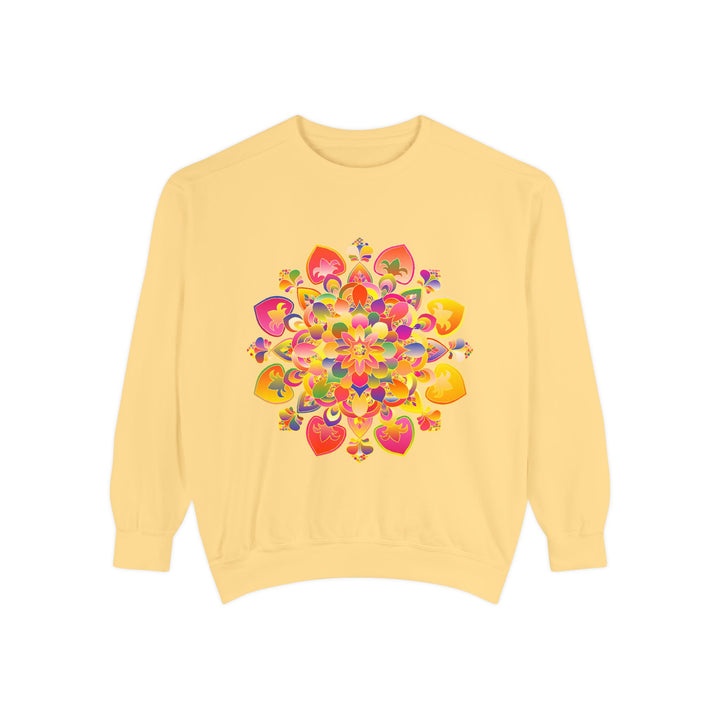 Vibrant Mandala Sweatshirt featuring a colorful and detailed design, perfect for adding a pop of color to your wardrobe