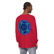 Dark blue and green mandala long sleeve t-shirt with intricate design