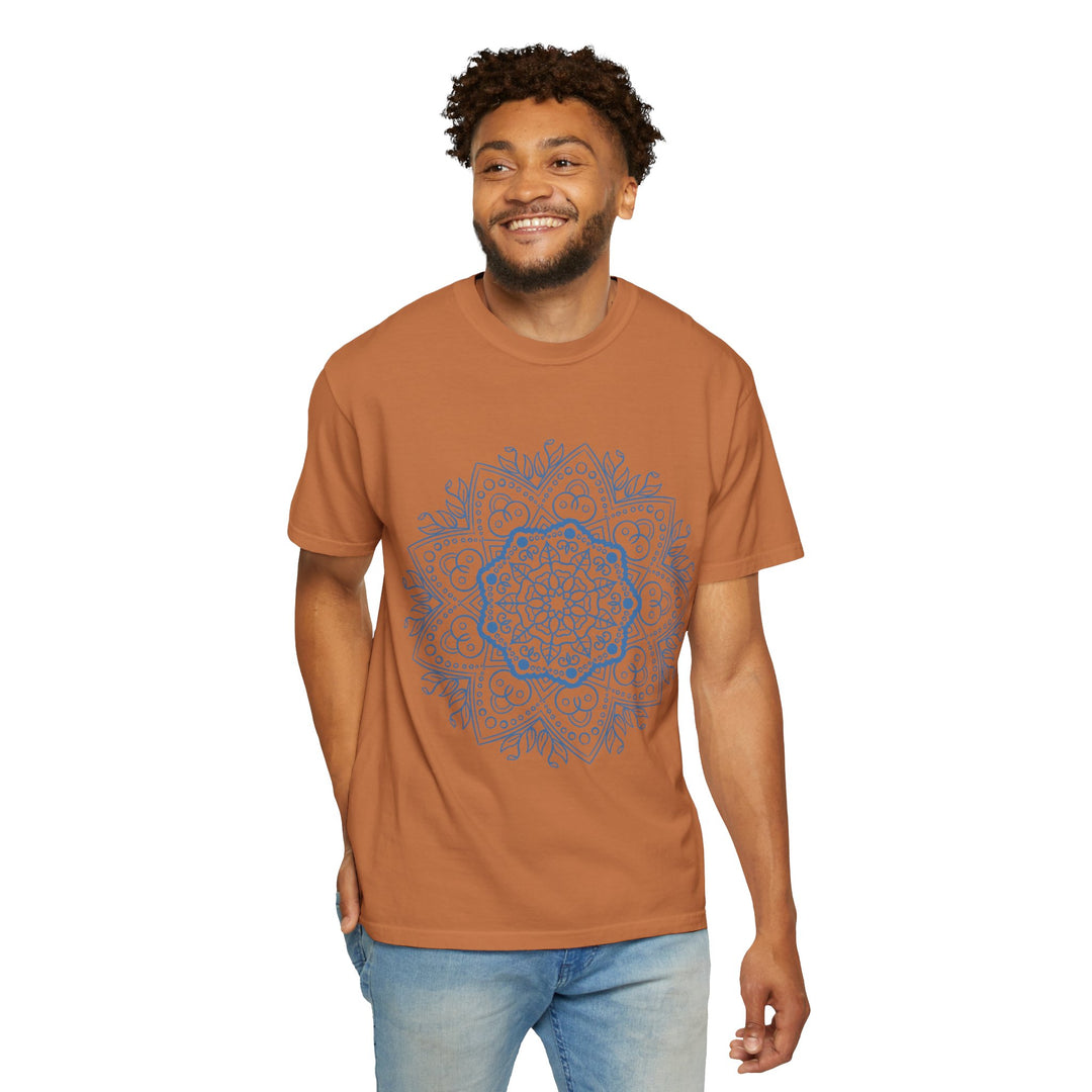 Handmade Mandala Art Tshirt - Unisex Garment-Dyed Tee, featuring intricate mandala design on soft, comfortable fabric for men and women