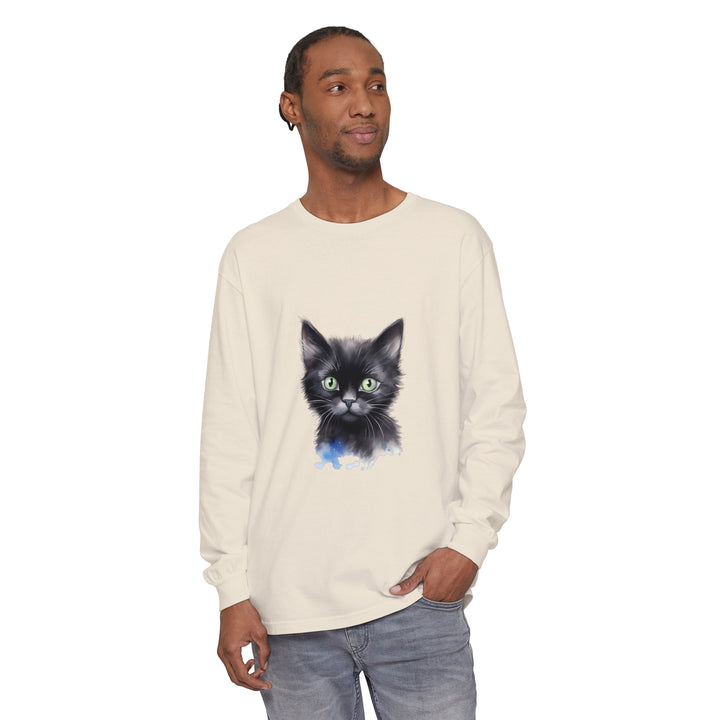 Black Cat Watercolor Unisex T-Shirt with vibrant, hand-painted feline design