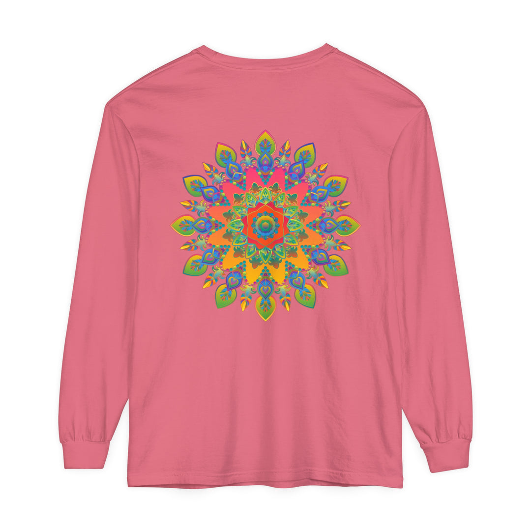 Colorful and intricate mandala design on a comfortable unisex long sleeve t-shirt