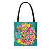 Colorful Mandala Art Tote Bag Acquamarine, a vibrant and stylish accessory for everyday use or special occasions