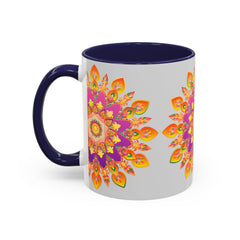 Exquisite mandala art mug with colorful floral patterns and intricate details