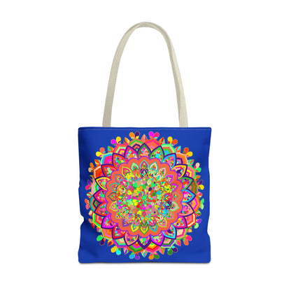 Elegant dark blue tote with beautiful and intricate mandala artwork