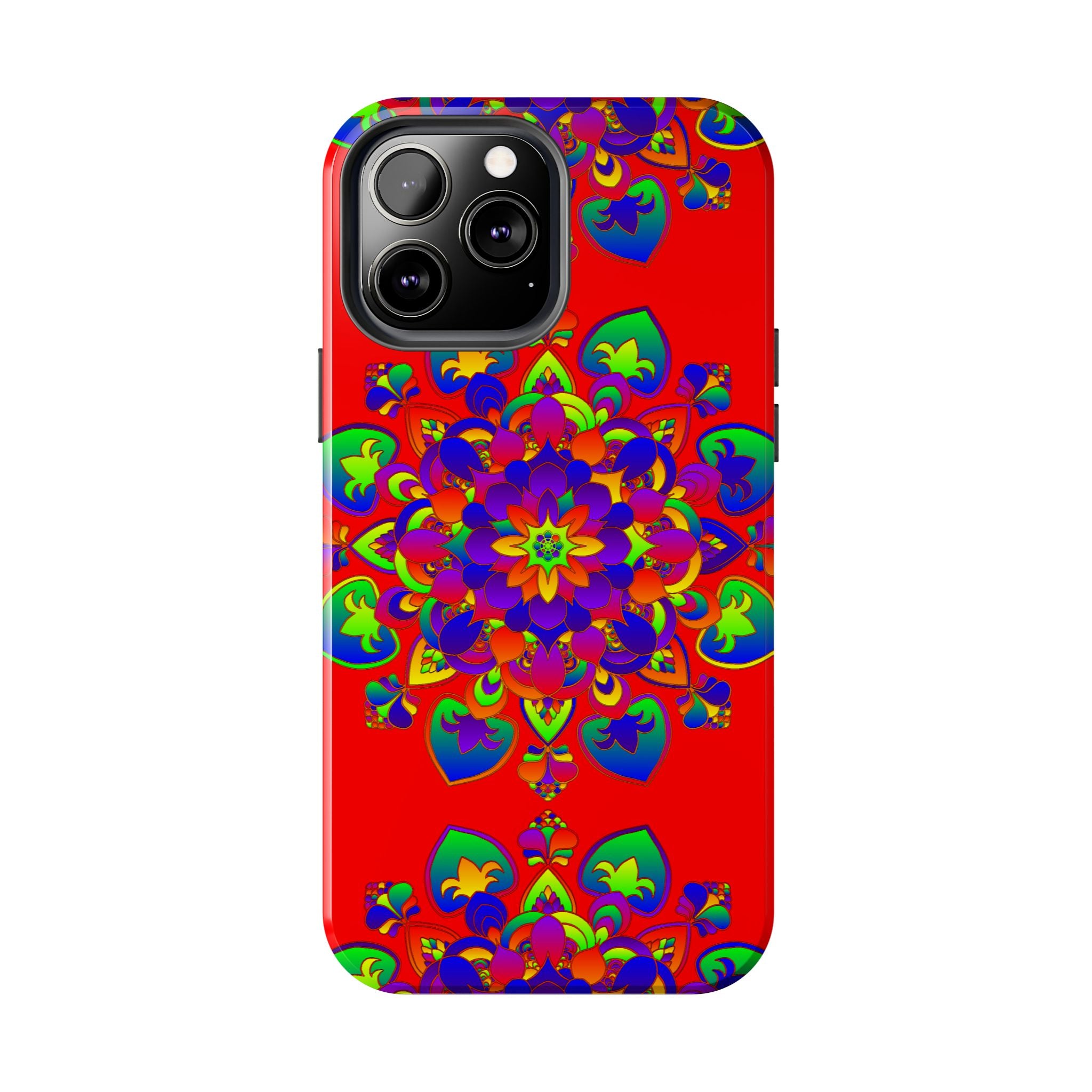 Beautiful hand drawn red mandala art phone case for stylish protection