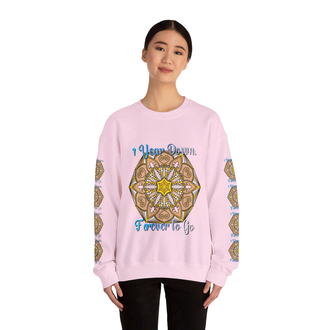 Colorful mandala design sweatshirt to celebrate 1st year wedding anniversary