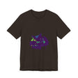 Black Cat Mystery - Colorful Paint Splatter T-Shirt, a stylish and vibrant garment featuring a playful design of colorful paint splatters on a black background