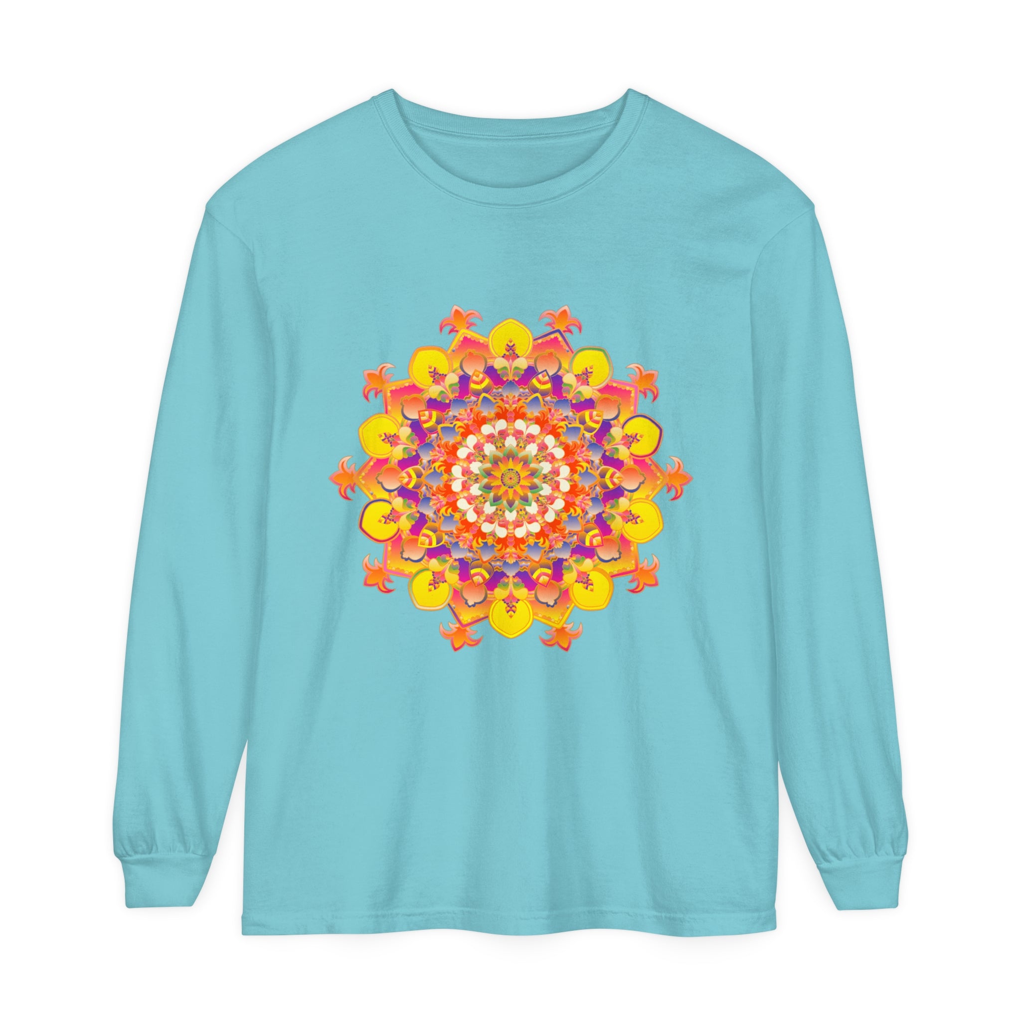 Colorful and intricate mandala design long sleeve t-shirt for both men and women