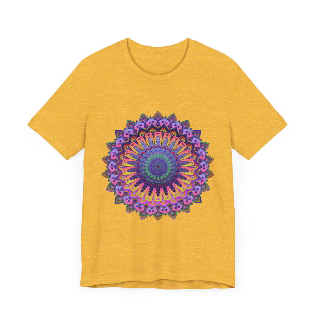 Colorful Mandala Meditation Tee featuring an intricate and vibrant design perfect for mindful relaxation and inner peace