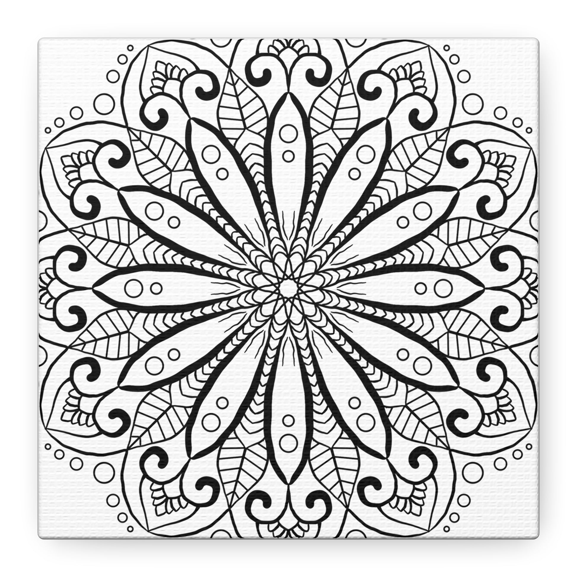 Handmade Mandala Art - Black & White Wall Art - Matte Canvas, Stretched, 125 alt text 9