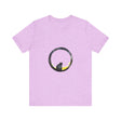 Black Cat Moon Tee - Whimsical Style, featuring a cute black cat sitting against a full moon on a starry night, perfect for adding a touch of whimsy to your outfit