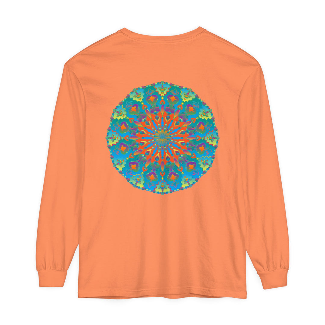 Colorful and intricate rainbow mandala design long sleeve t-shirt for women