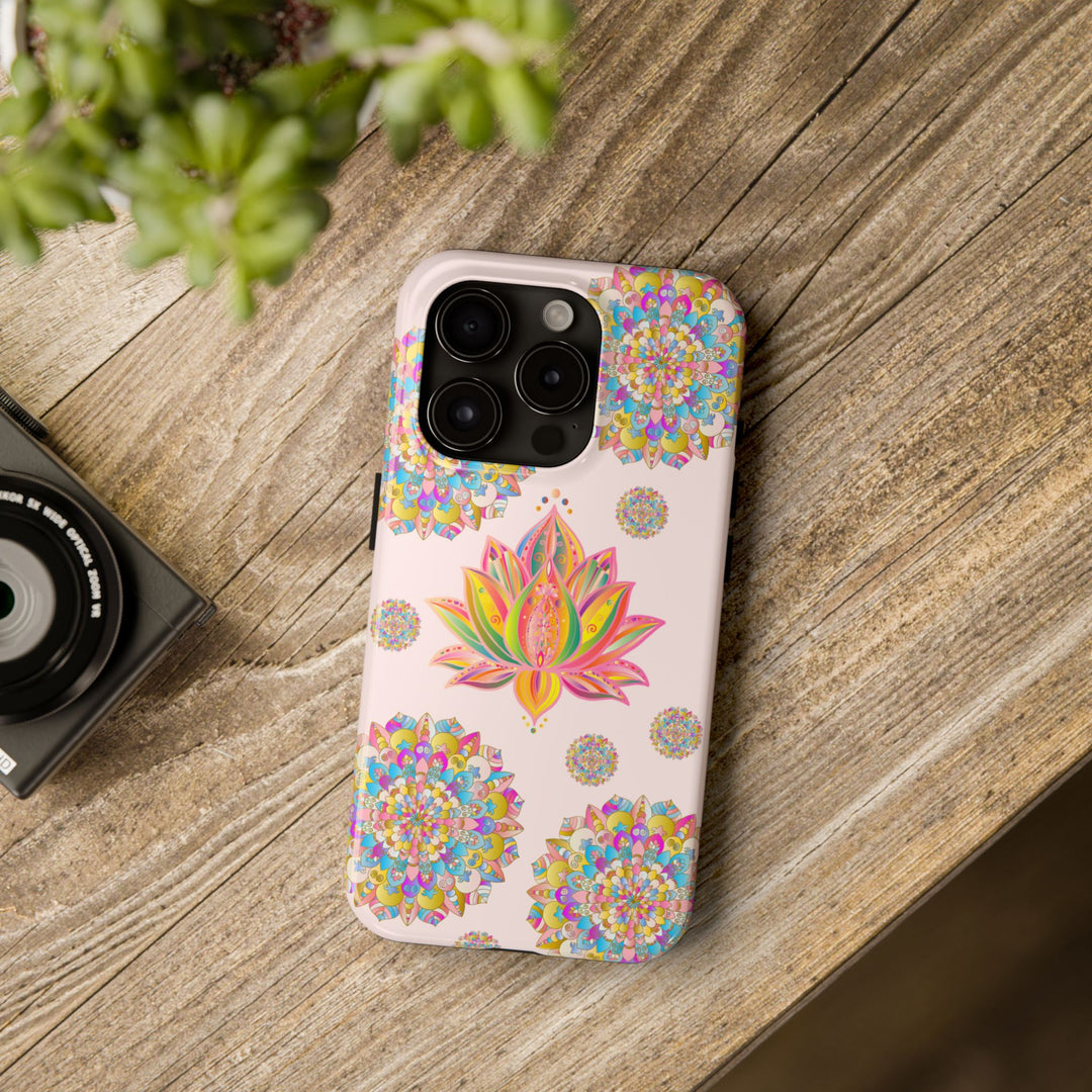 Beautiful light pink lotus flower mandala design phone case for protection and style