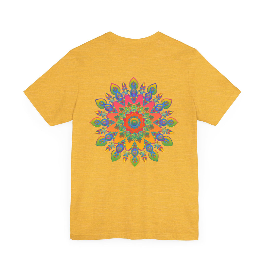 Abstract and colorful t-shirt with an intricate and spiritual mandala design