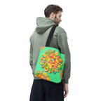 Borsa tote con mandala floreale — Stampa integrale verde tropicale brillante