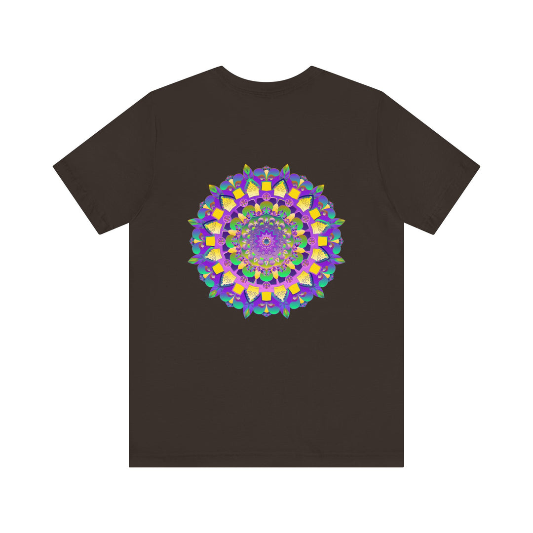 Colorful and intricate mandala design on a tee promoting spiritual peace and harmony