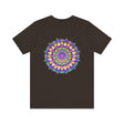 Colorful and intricate mandala design on a tee promoting spiritual peace and harmony